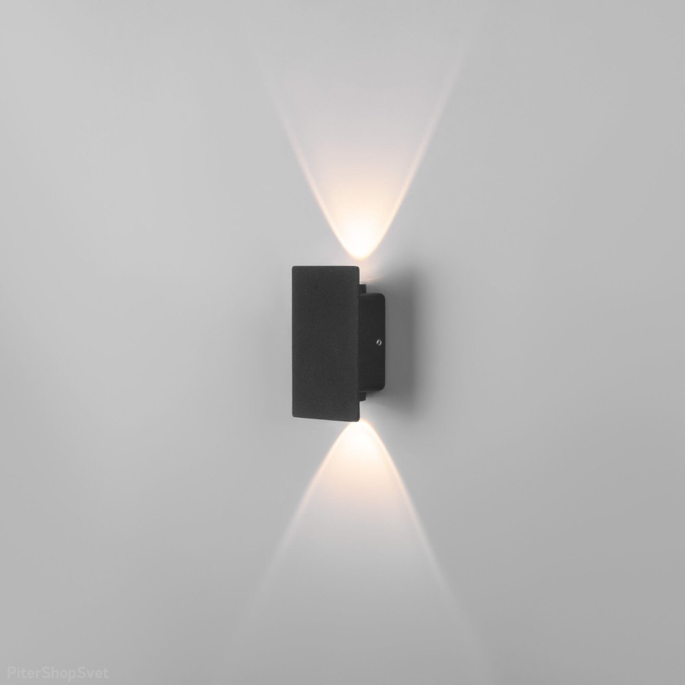 Маленький уличный настенный светильник для подсветки 6Вт IP54 чёрный прямоугольник Mini Light (35154/D)