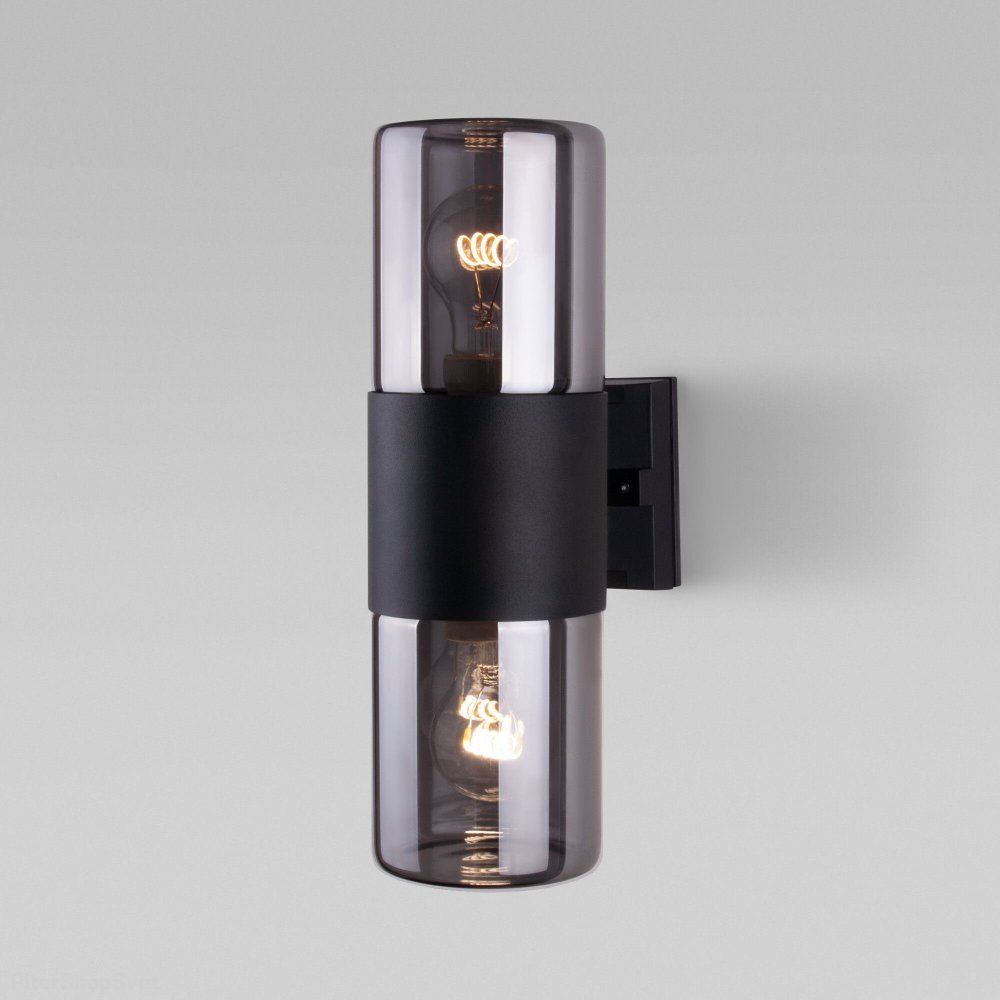 Уличный настенный светильник с дымчатыми плафонами Roil (35125/D) чёрный/дымчатый плафон