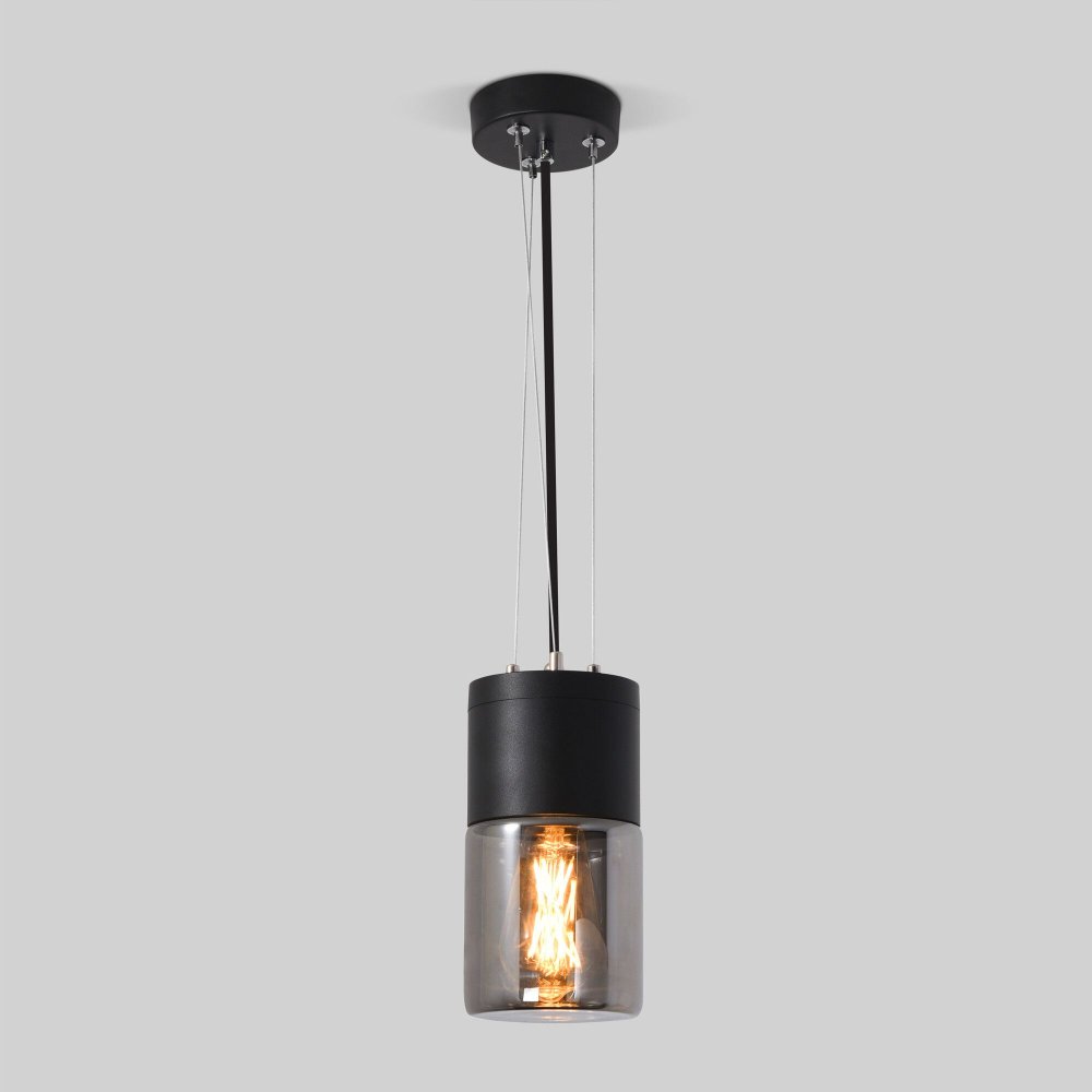 Уличный подвесной светильник с дымчатым плафоном Roil (35125/H) чёрный/дымчатый плафон