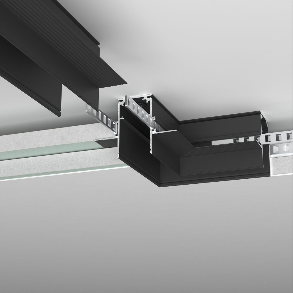 Коннектор угловой для встраиваемого шинопровода под ГКЛ 12,5мм черный «Slim Magnetic» 85212/00