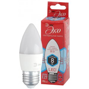 Лампочка Е27 8Вт 4000К свеча белая «ECO LED B35»
