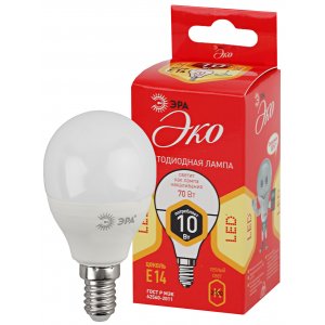 Лампочка Е14 10Вт 2700К шарик «ECO LED P45»