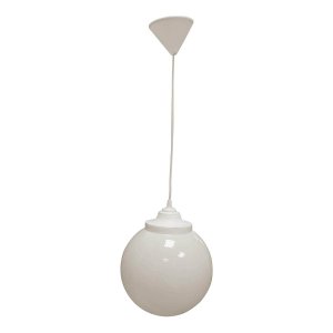 Белый уличный подвесной светильник шар 25см
