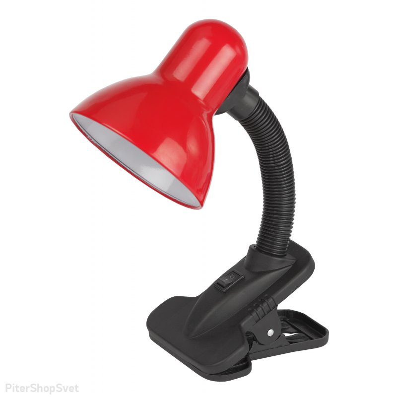 Чёрно-красная настольная лампа на прищепке «N-102» N-102-E27-40W-R