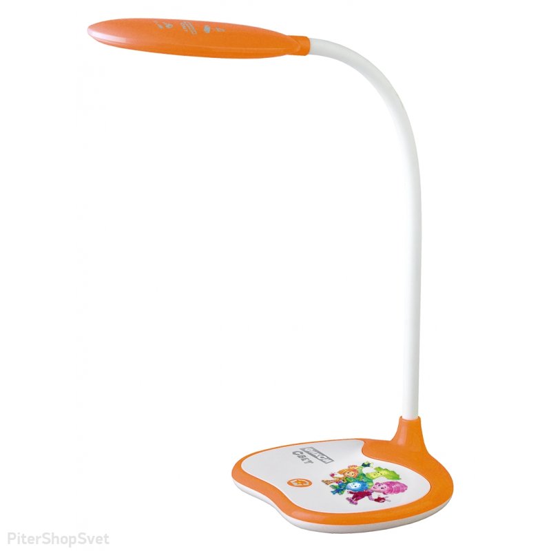 Бело-оранжевая гибкая настольная лампа с Фиксиками 6Вт 3000/4500/600К «Фиксики» NLED-433-6W-OR