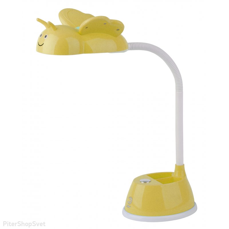 Жёлтая гибкая настольная лампа бабочка «NLED-434» NLED-434-6W-Y