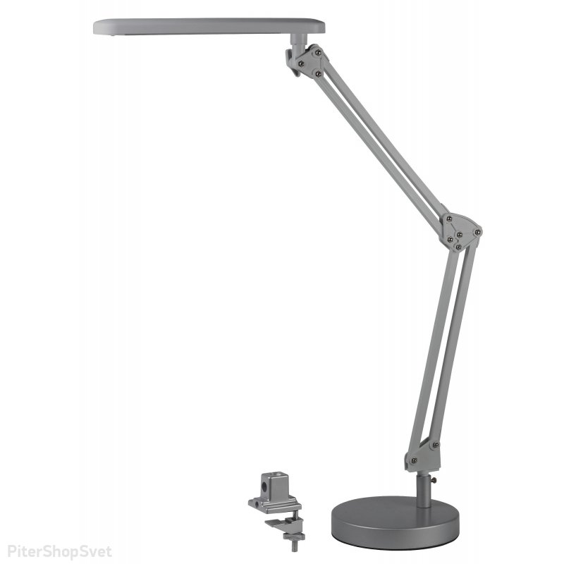 Настольная лампа серебряного цвета с двумя видами крепления «NLED-440» NLED-440-7W-S