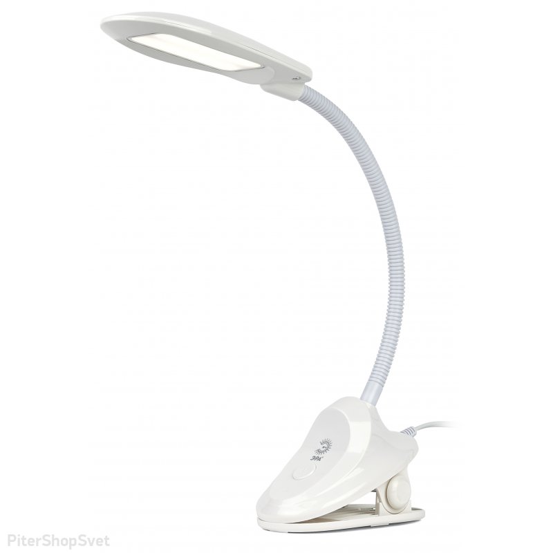 Белая гибкая настольная лампа 8Вт 4000К на прищепке «NLED-478» NLED-478-8W-W