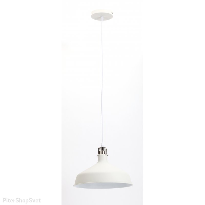 Купольный подвесной светильник шагрень белый/сатин никель «Loft» PL2 WH/SN