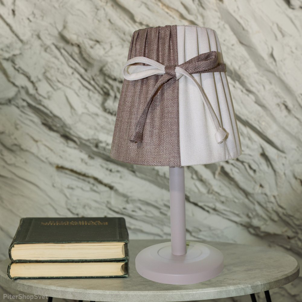 Настольная лампа с льняным двуцветным абажуром «Дуэт» 300074