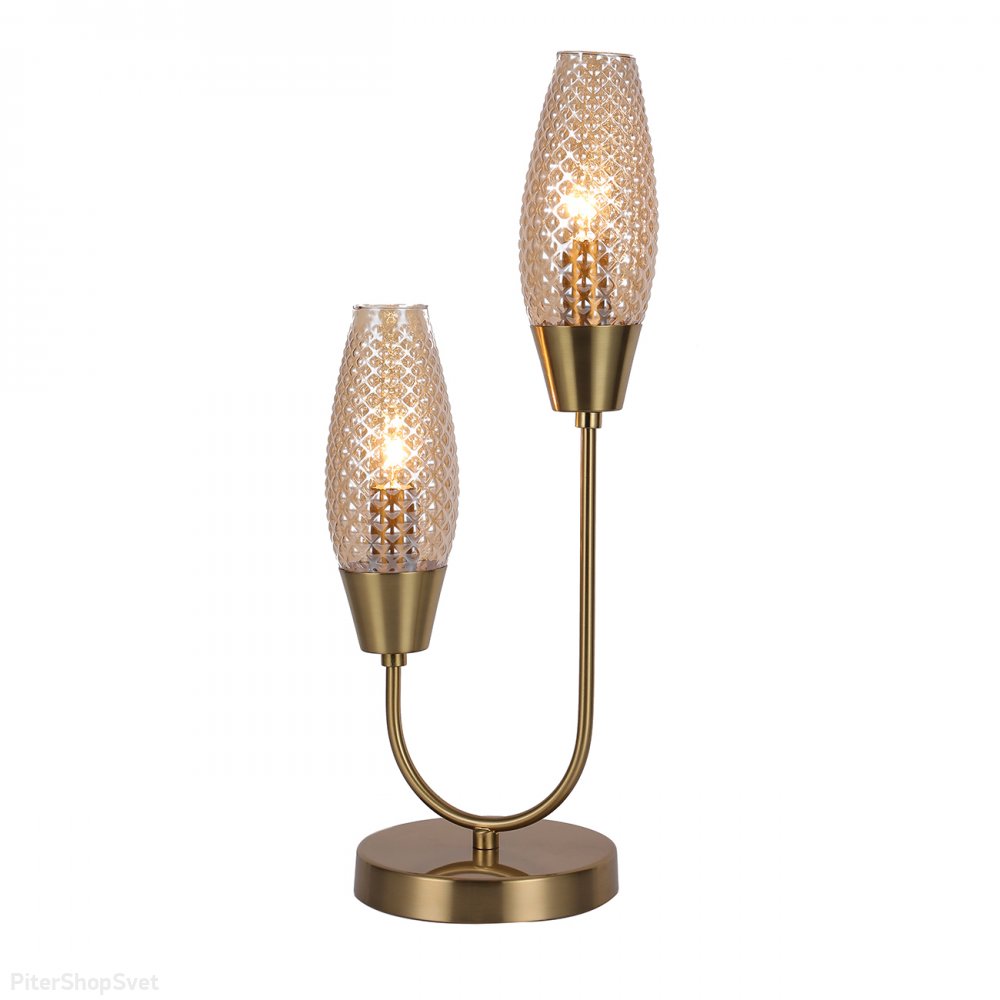 Настольная лампа медного цвета с янтарными плафонами «Desire» 10165/2 Copper