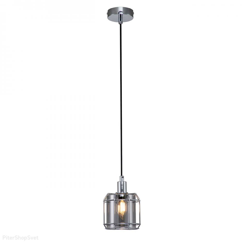 Хромированный подвесной светильник с дымчатым плафоном «Midland» 10188/1S Chrome