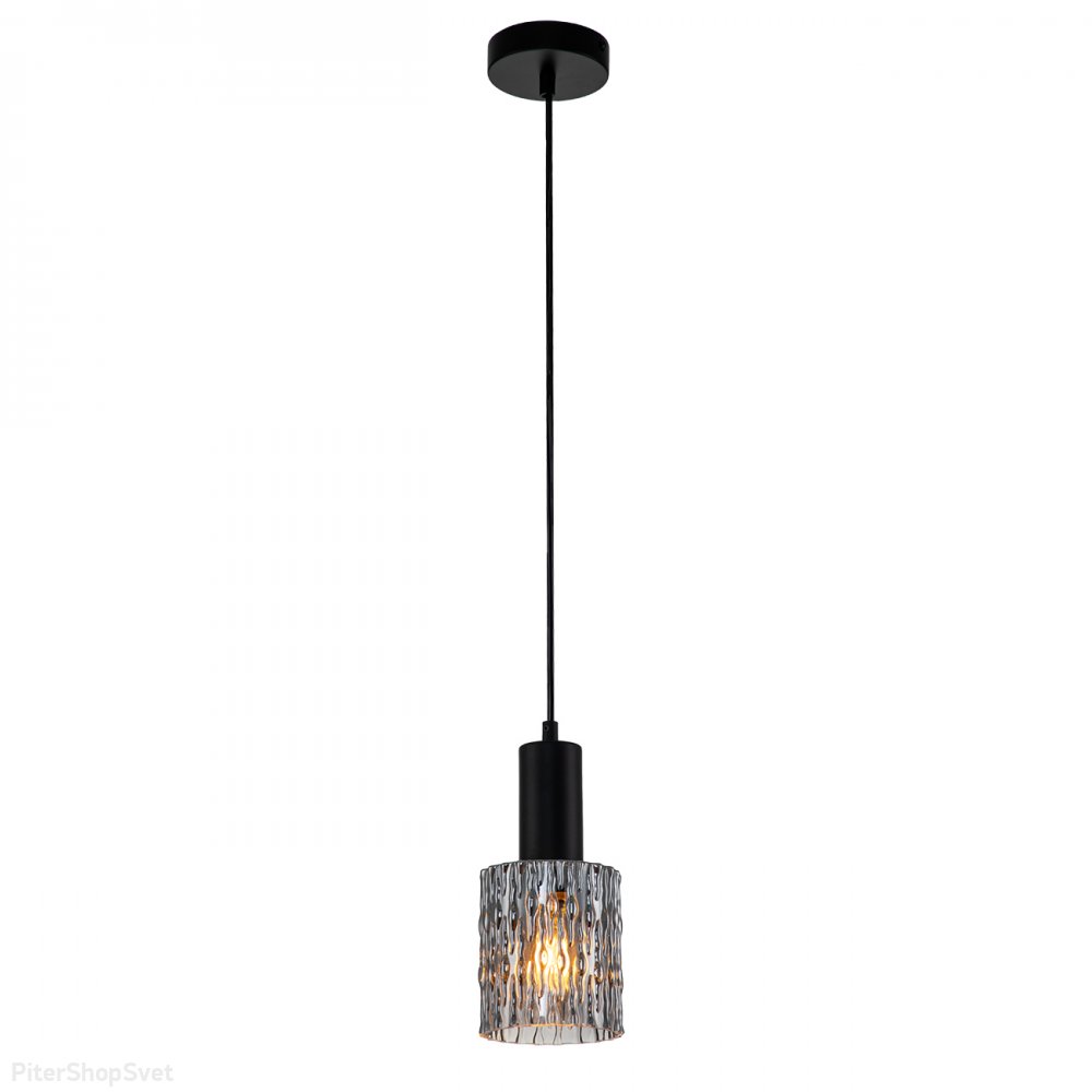 Чёрный подвесной светильник с дымчатым плафоном «Rain» 10189/1S Black