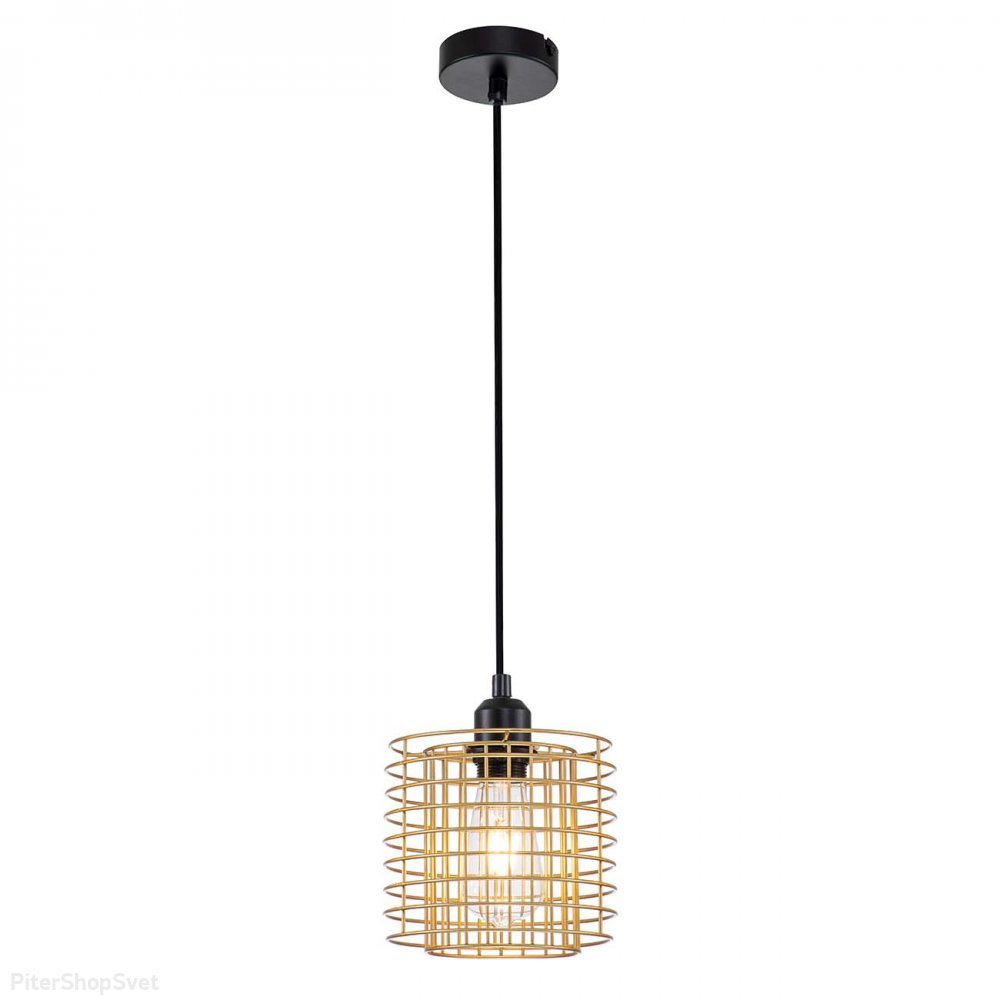 Чёрно-золотой подвесной светильник клетка «Grid» 10190/1S Gold