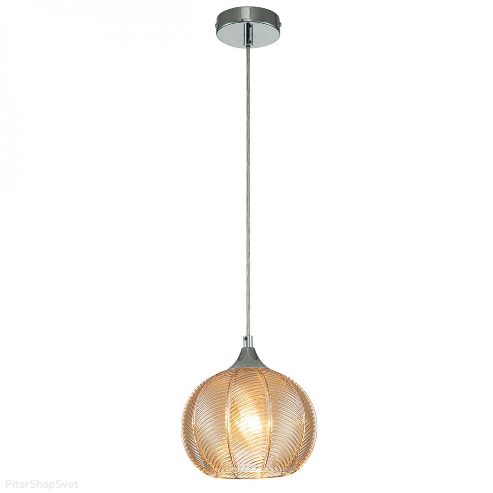 Хромированный подвесной светильник с янтарным плафоном «Pion» 10194/1S Amber