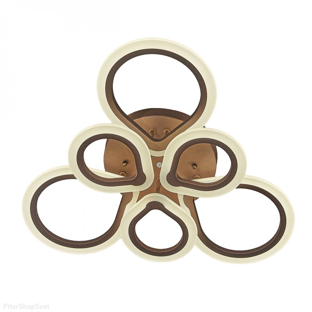 Светодиодная потолочная люстра кольца цвета кофе 75Вт с пультом «Molly» 10221/6LED Coffee 75W