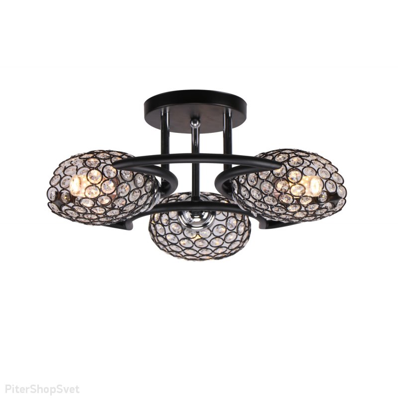 Потолочная люстра с хрусталём в плафонах 1100/3PL