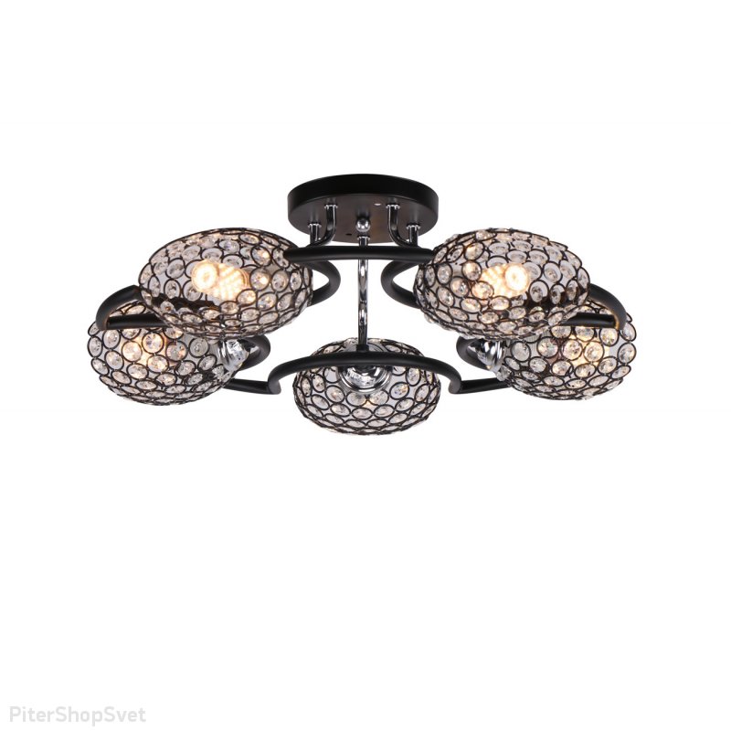 Потолочная люстра с хрусталём в плафонах 1100/5PL