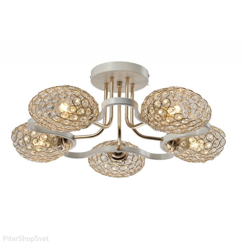 Потолочная люстра бело-золотого цвета 1100/5S