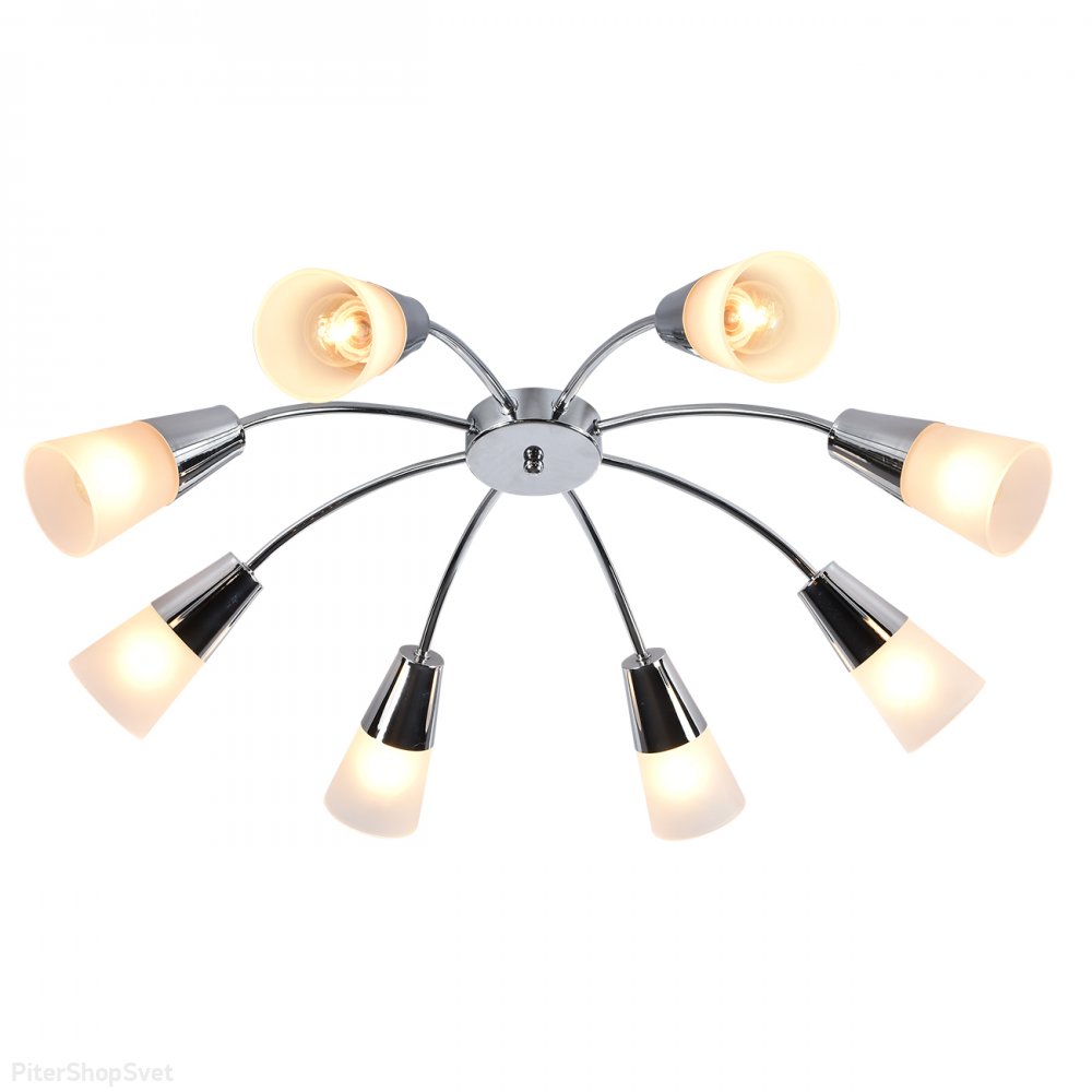 Хромированная восьмирожковая потолочная люстра «Aquilegia» 1100/8P Chrome