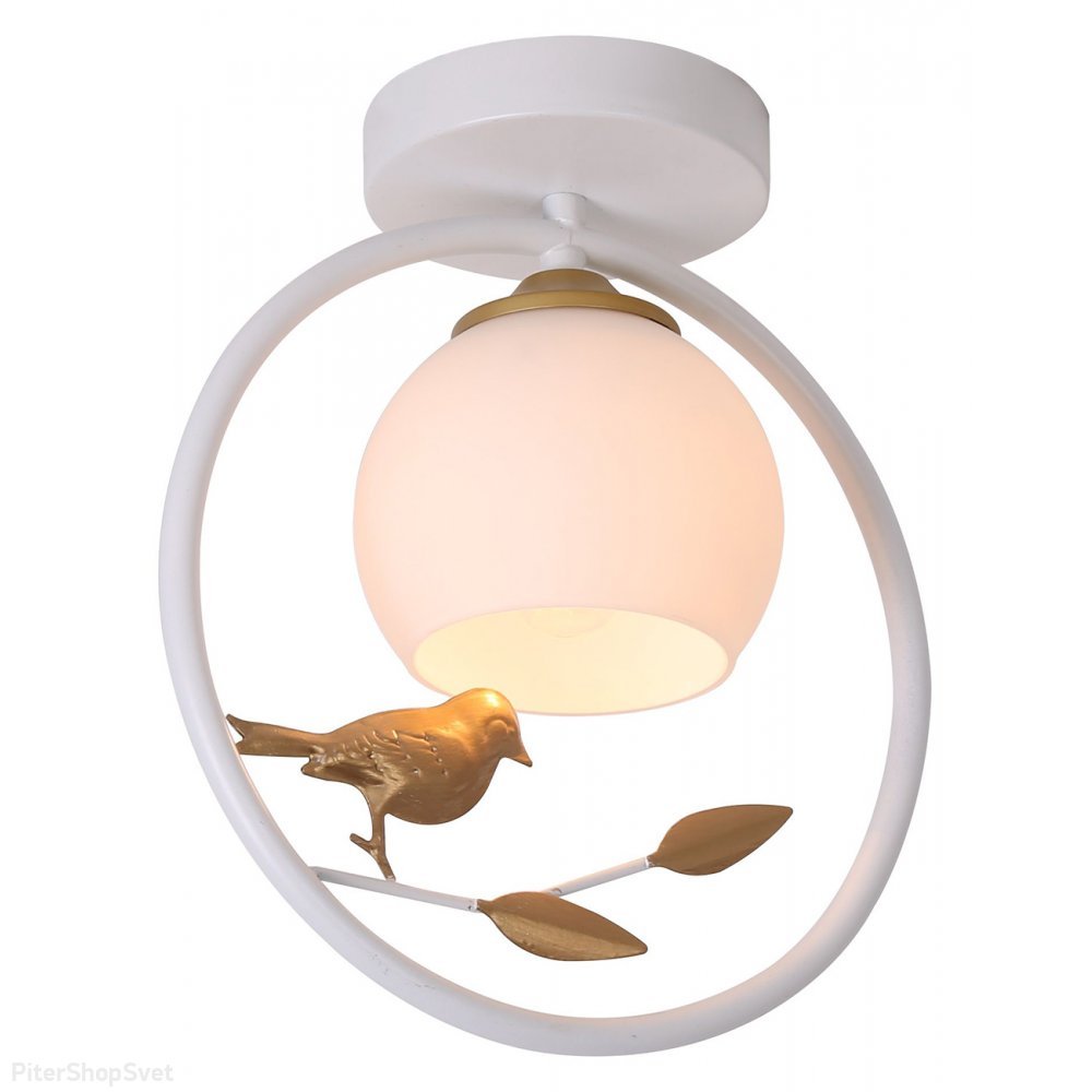 Потолочный светильник с птичкой в кольце, белый «Song» 1113/1P White