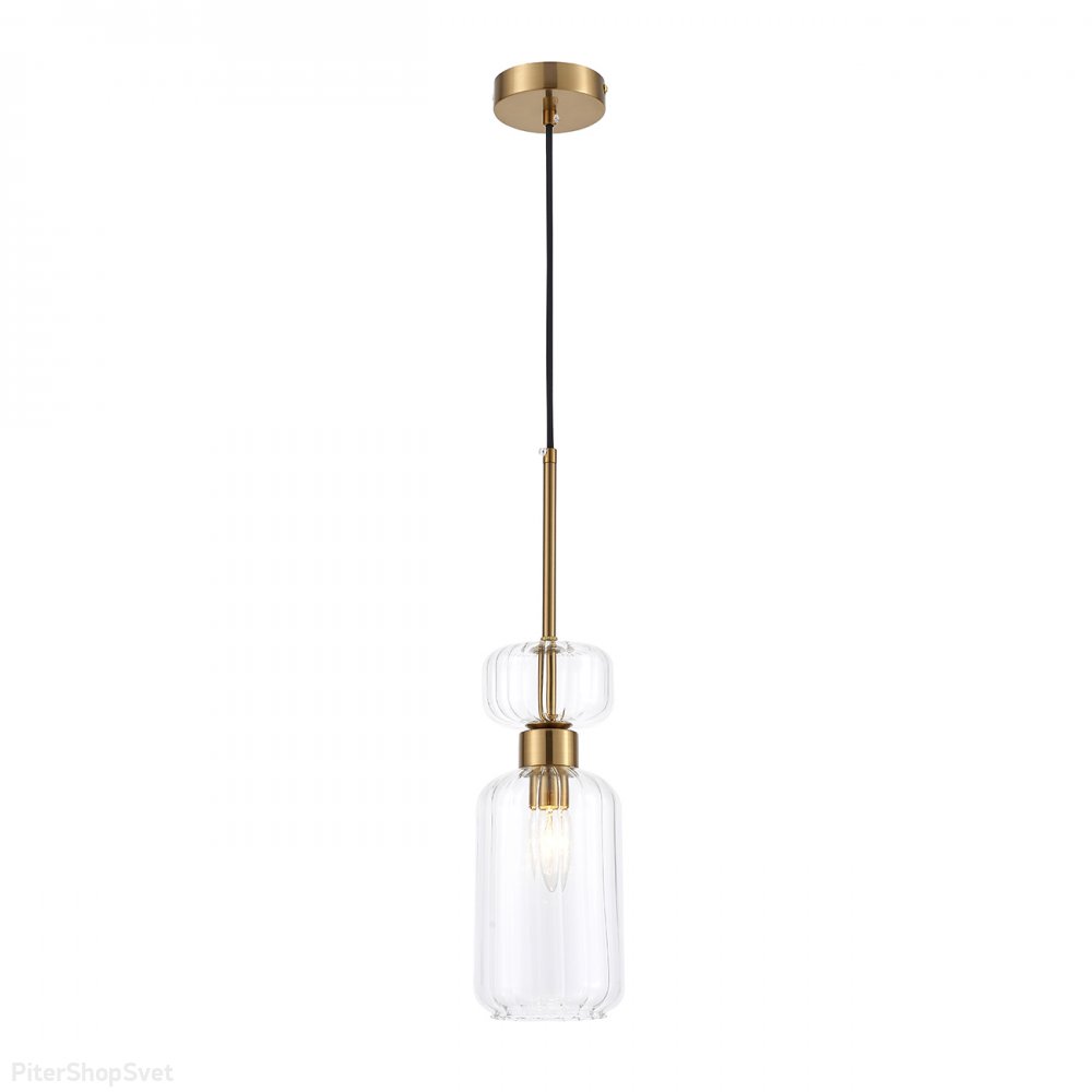 Подвесной светильник медного цвета с прозрачным плафоном «Gloss» 1141/1S Clear