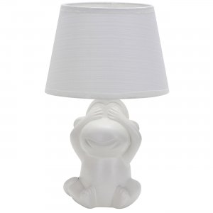 Белая керамическая настольная лампа обезьяна с абажуром «MONKEY»