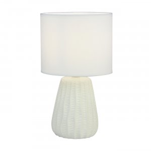 Белая керамическая настольная лампа с абажуром цилиндр «Hellas»