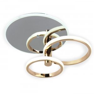 Потолочная люстра кольца 33+23Вт 3000-6500К с пультом, хром/золотой «CONTOUR»