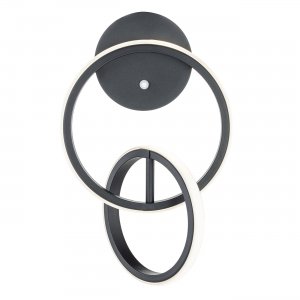 Чёрный настенный светильник два кольца «RELATION»