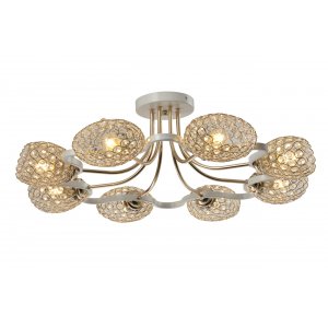 Бело-золотая потолочная люстра с хрусталём