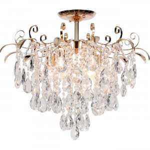 Потолочная люстра золотого цвета с хрустальными подвесками «Kelly»