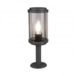 Тёмно-серый уличный цилиндрический светильник столб 40см