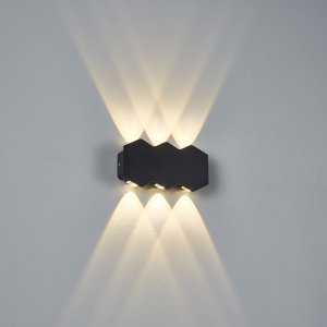 Чёрный уличный настенный светильник подсветка в две стороны 6Вт 3000К «30004LED»