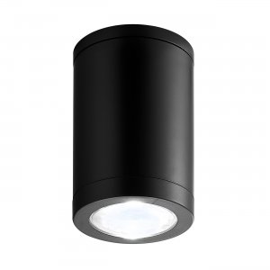 Чёрный уличный накладной потолочный светильник цилиндр