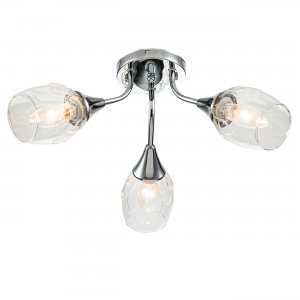 Хромированная трёхрожковая потолочная люстра «Tulip»