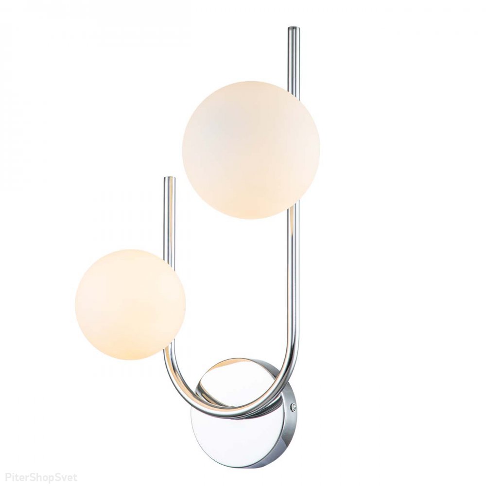 Бра дуга серебряного цвета с белыми шарами «Sphere» 642/2A Silver