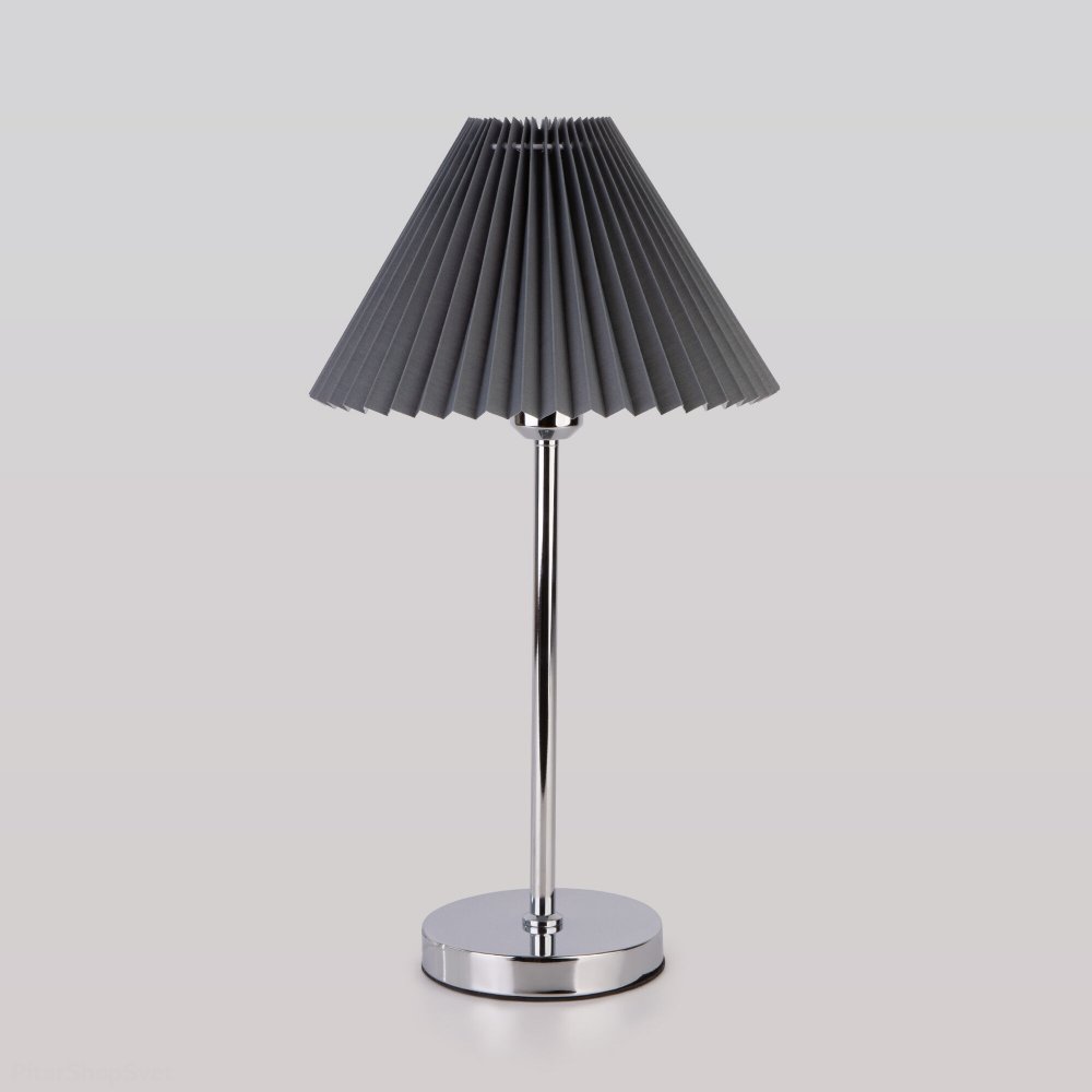 Настольная лампа с абажуром гармошка «PEONY» 01132/1 хром/графит