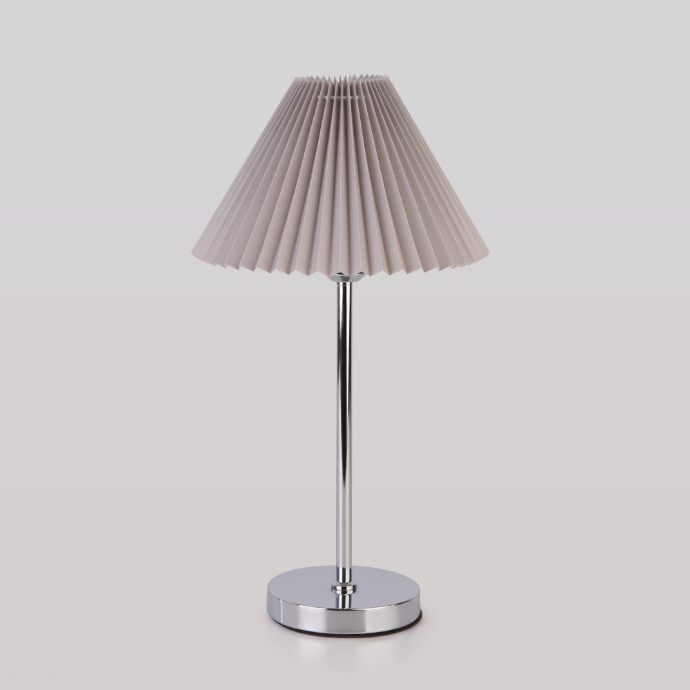 Настольная лампа с серым абажуром гармошка «PEONY» 01132/1 хром/серый