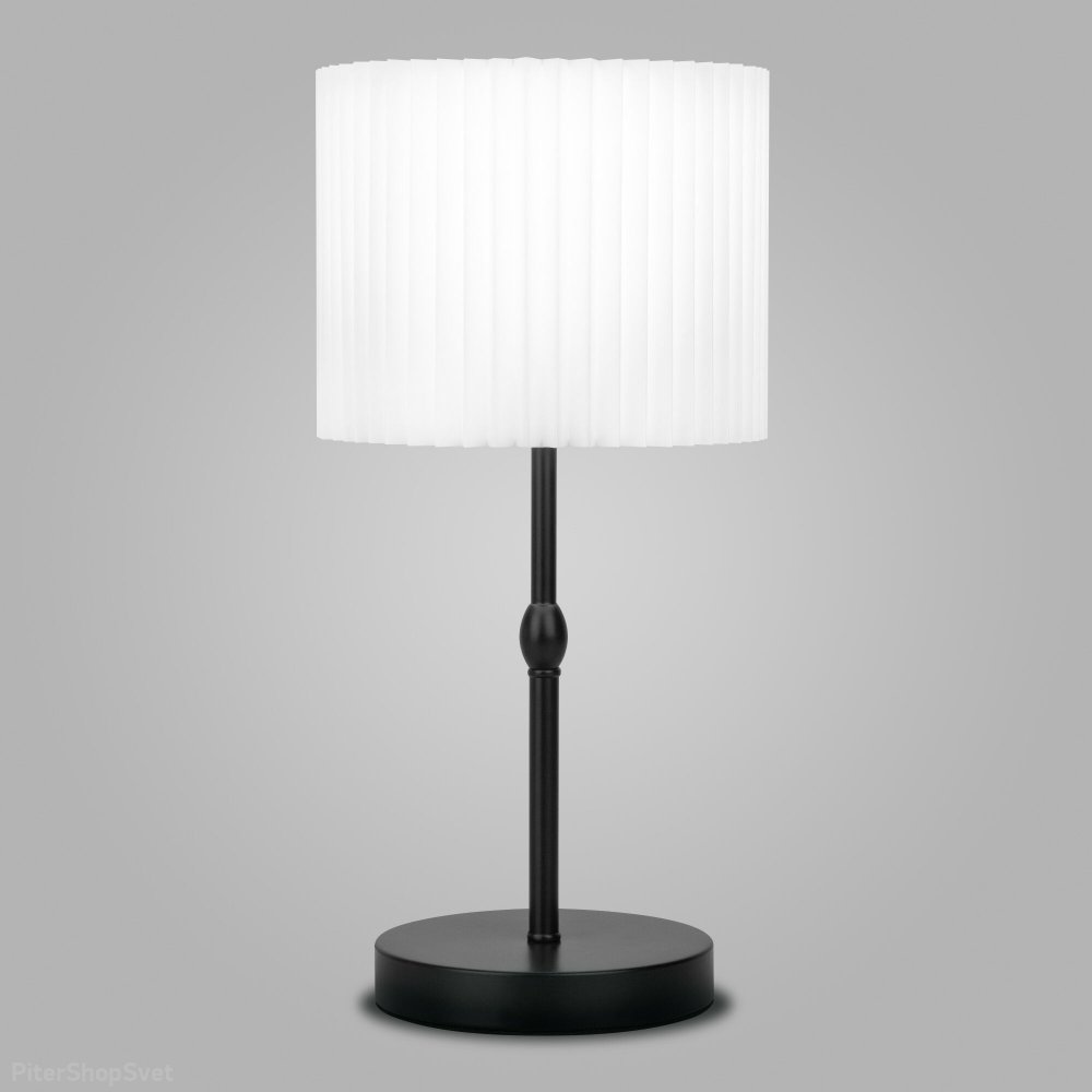 Чёрная настольная лампа с белым плиссированным абажуром цилиндр «Notturno» 01162/1 черный