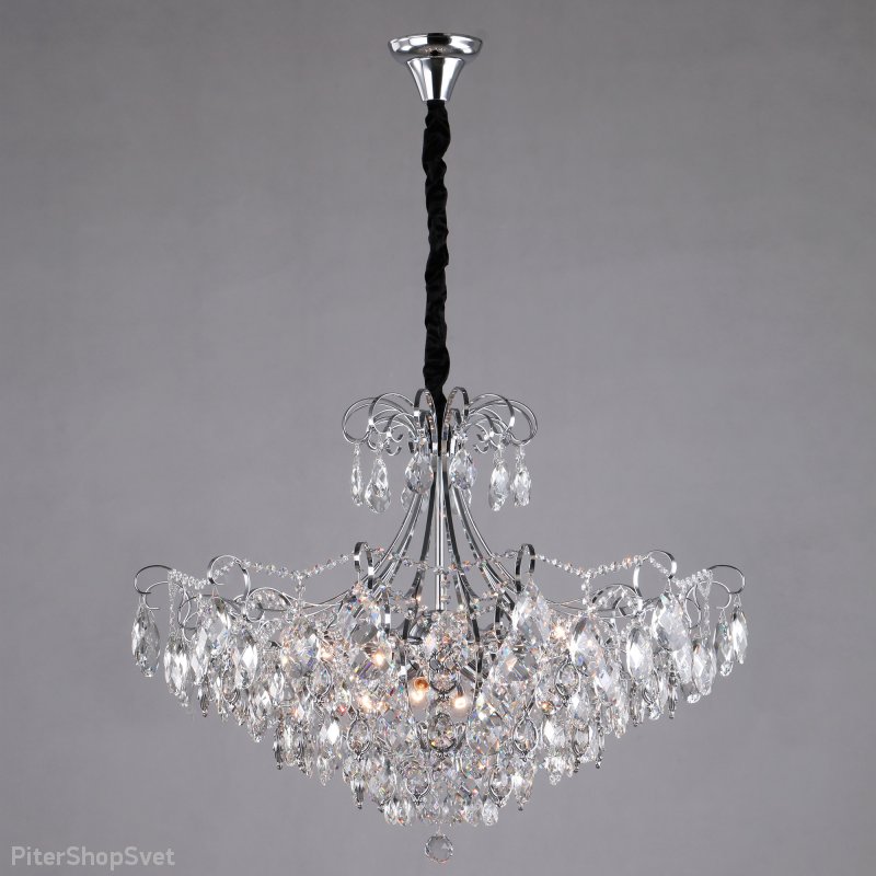 Хрустальная люстра «Crystal» 10080/12 хром/прозрачный хрусталь Strotskis