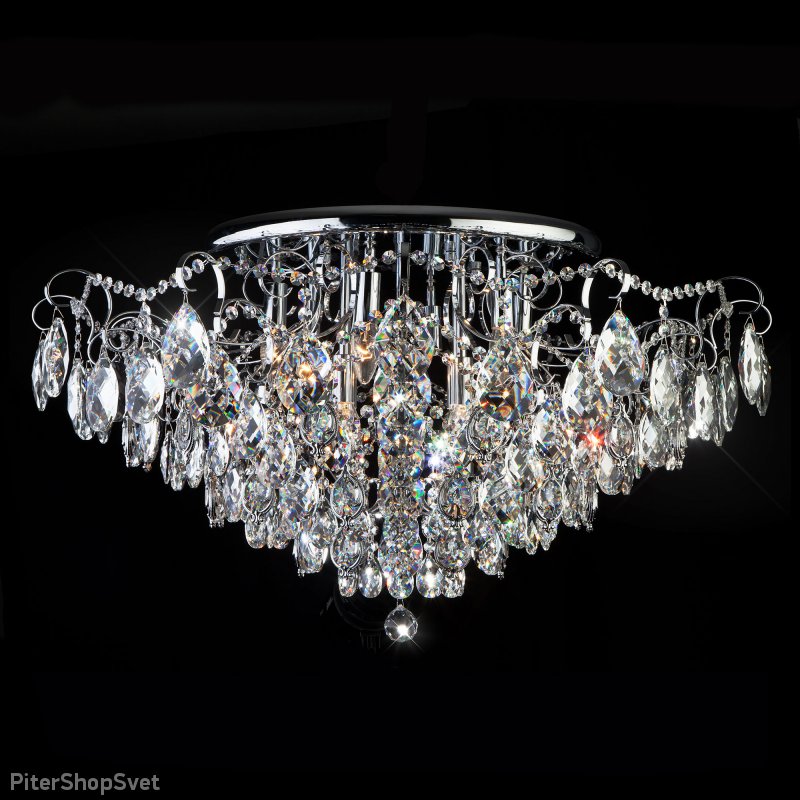 Хрустальная люстра «Crystal» 10081/12 хром/прозрачный хрусталь Strotskis