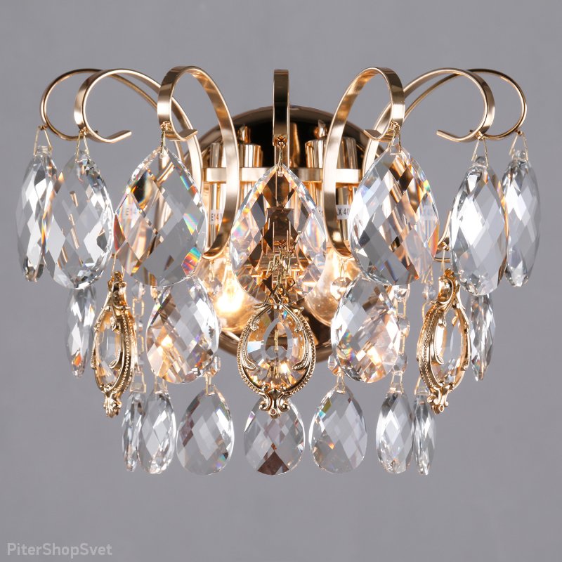 Хрустальное бра «Crystal» 10081/2 золото/прозрачный хрусталь Strotskis