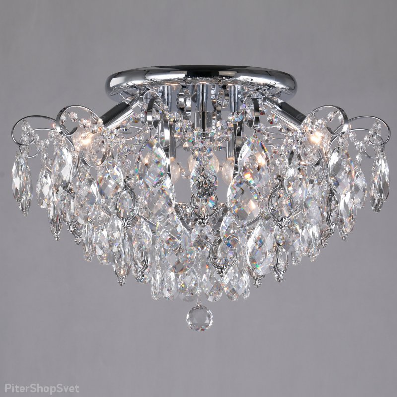 Потолочная люстра «Crystal» 10081/6 хром/прозрачный хрусталь Strotskis