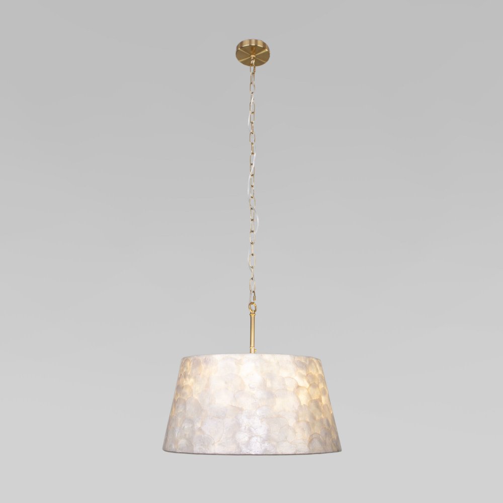 Подвесная люстра с абажуром из перламутра «Pearl» 101013/5 латунь/перламутр Smart