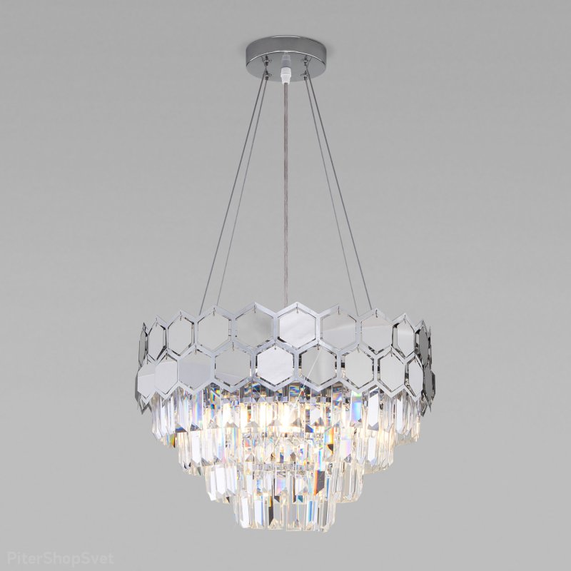 Подвесная люстра с хрусталём «Ariana» 10113/5 хром/прозрачный хрусталь Strotskis