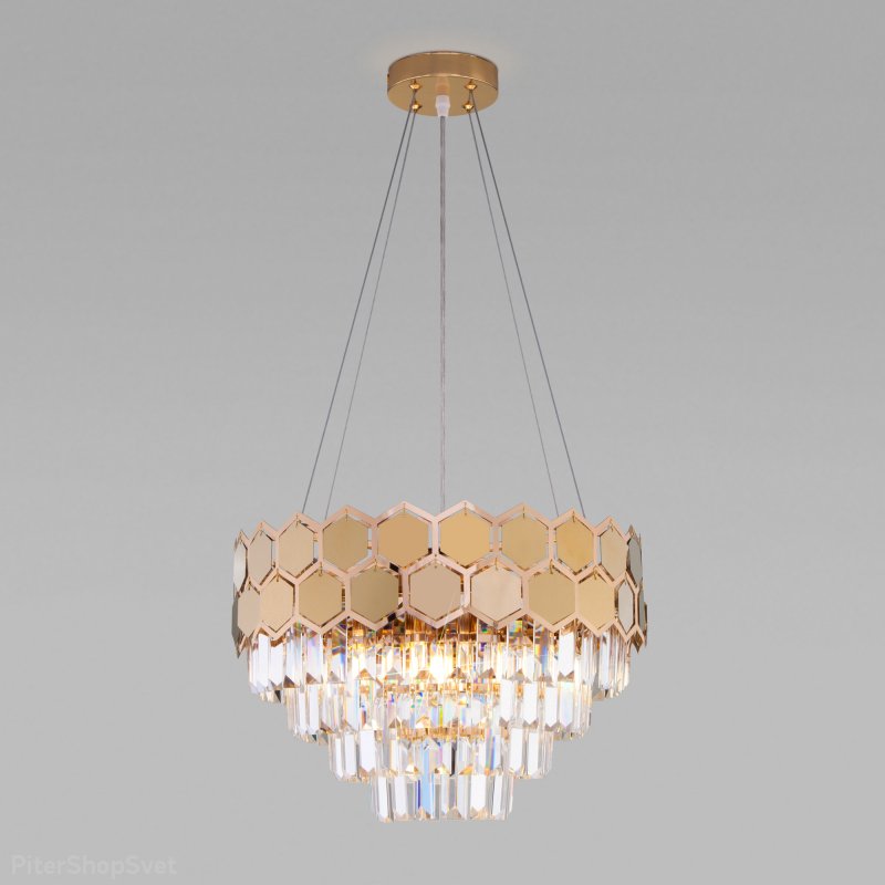 Подвесная люстра с хрусталём «Ariana» 10113/5 золото/прозрачный хрусталь Strotskis