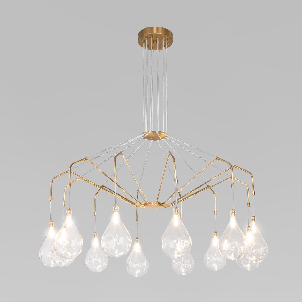 Умная подвесная люстра капли «Birne» 201002/12 латунь Smart