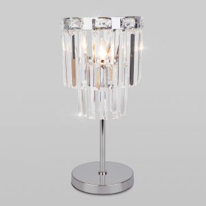 Настольная лампа с хрустальными подвесками, хром/прозрачный «Elegante»