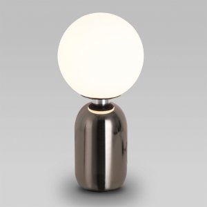 Настольная лампа чёрный жемчуг с белым плафоном шар «Bubble»